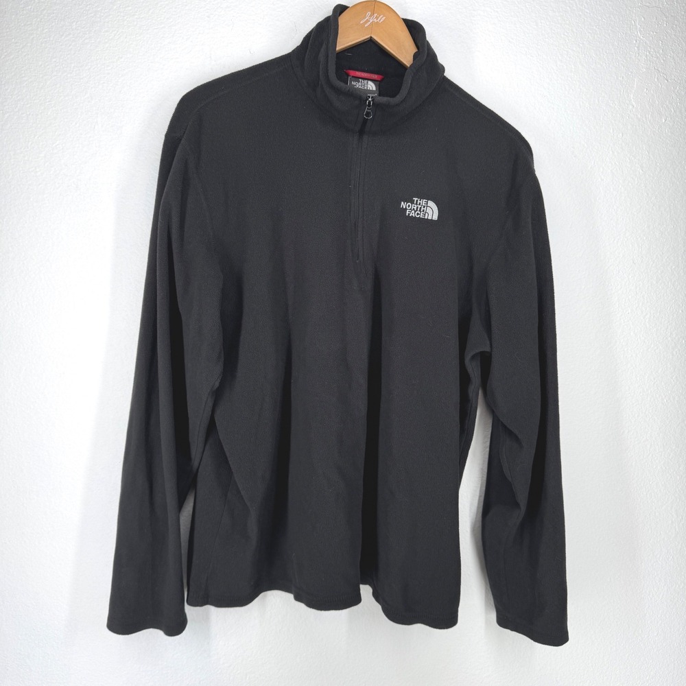 The North Face Mens Fleece 1/4 Zip Pullover Sweatshirt Medium Base‎ Layer Black